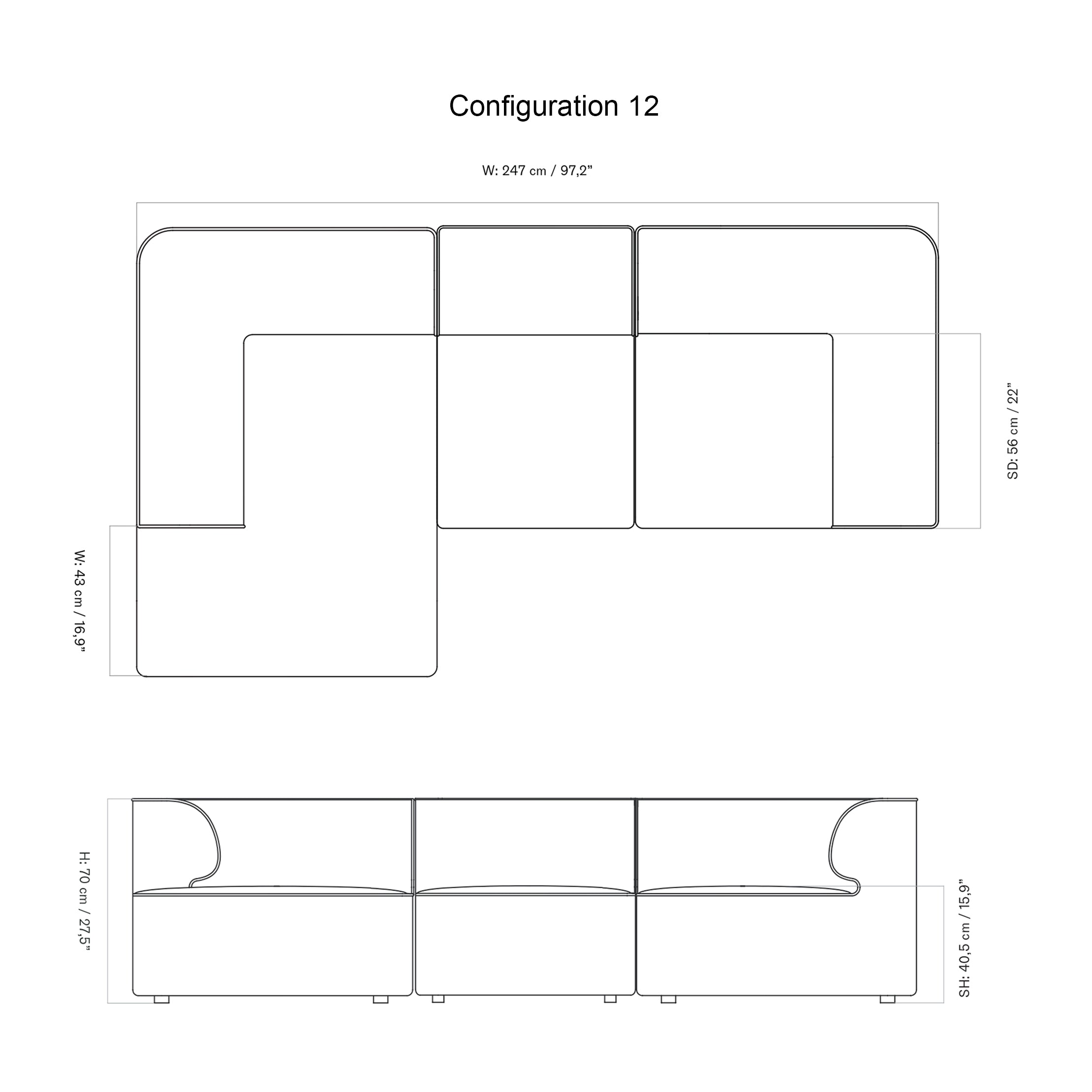 Eave 3 Seater Sofa: Small