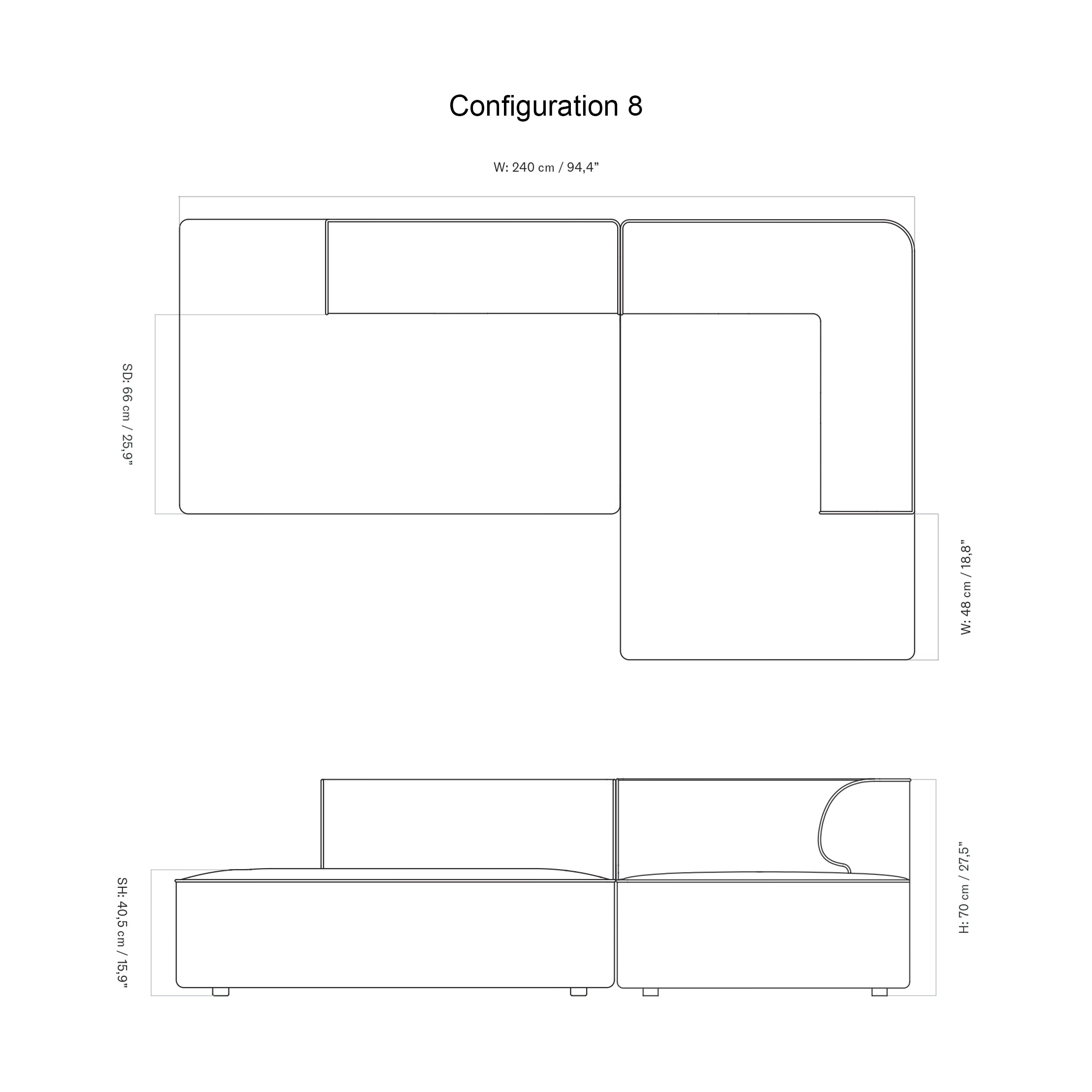 Eave Modular 2 Seater Sofa: Large