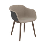 Fiber Armchair: Wood Base + Front Upholstered + Recycled Shell + Anthracite Black + Stained Dark Brown