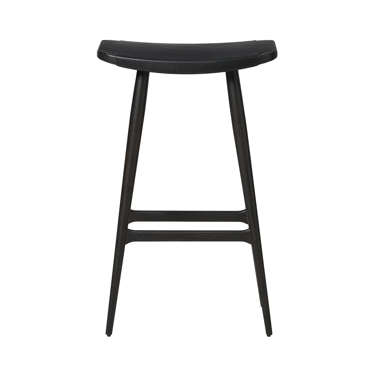 Freja Bar Stool: Onyx Oak + Black Saddle + Leather Seat