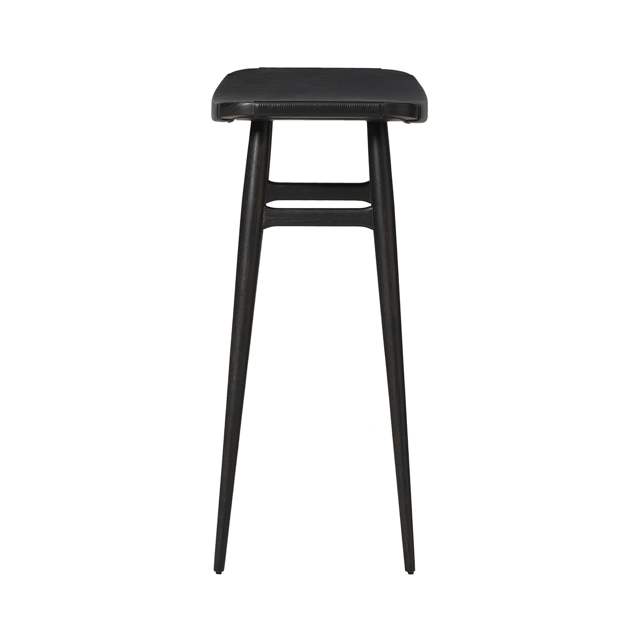 Freja Bar Stool: Onyx Oak + Black Saddle + Leather Seat