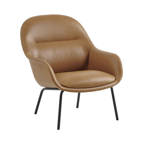 Fiber Lounge Armchair: Tube Base - Quick Ship + Refine Leather Cognac