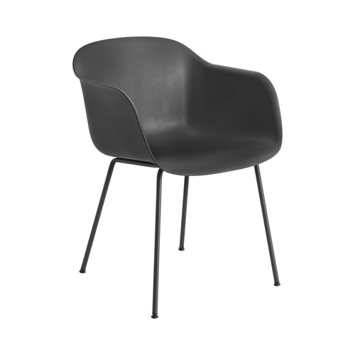 Fiber Armchair: Tube Base + Recycled Shell + Black + Anthracite Black