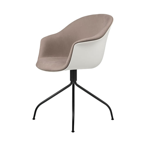 Bat Meeting Chair: 4 Star Swivel Base + Front Upholstery + Black Matt + Alabaster White