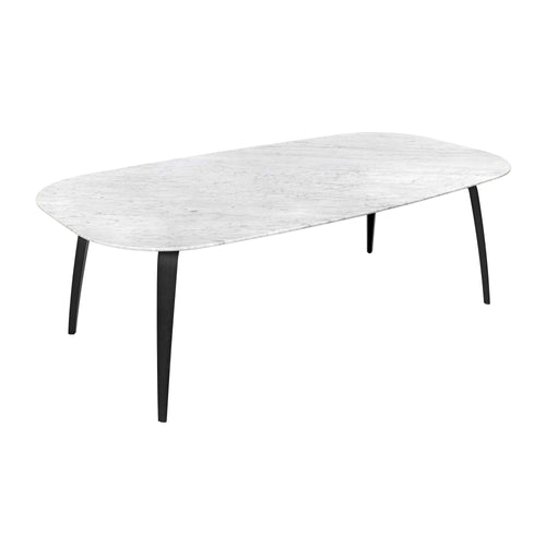 Gubi Dining Table: Elliptical + Marble Top + Black Stained Ash
