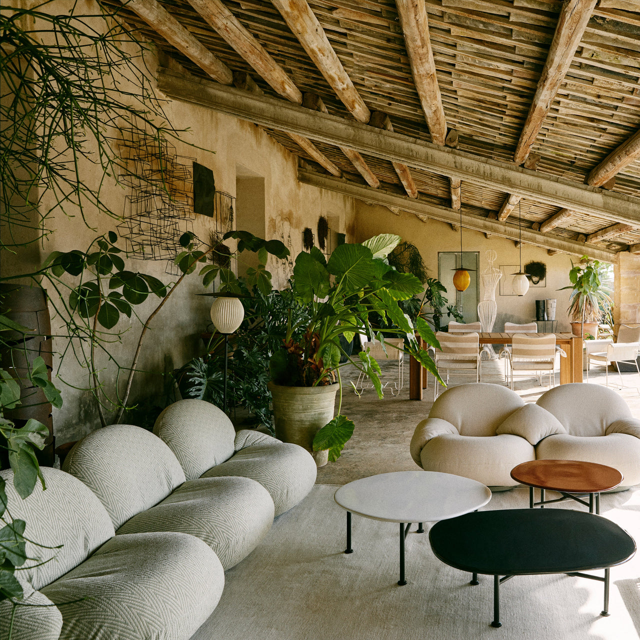 Pacha Sofa with Armrest + Ottoman: Outdoor