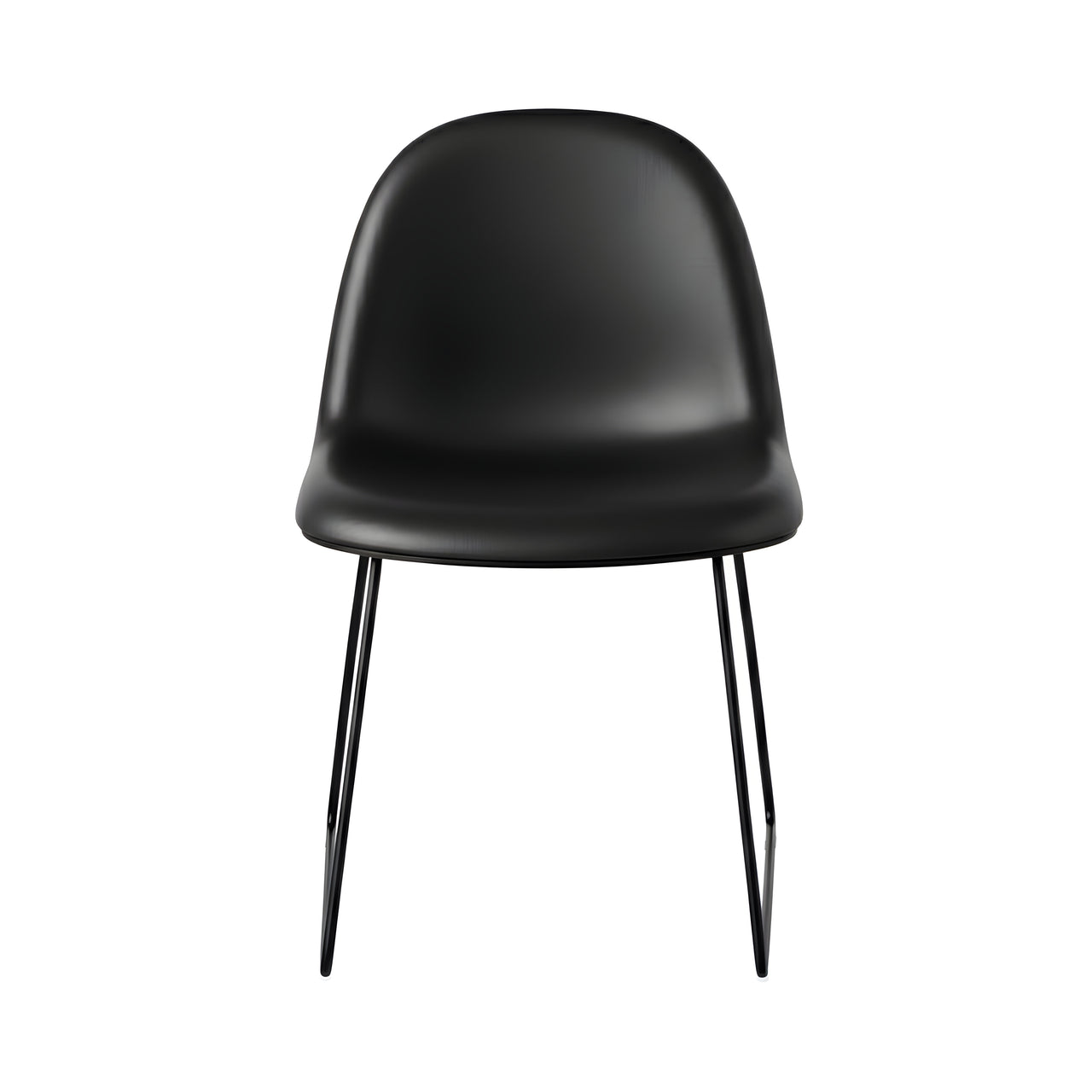 3D Dining Chair Stacking Sledge Base: Plastic Shell + Front Upholstered + Black