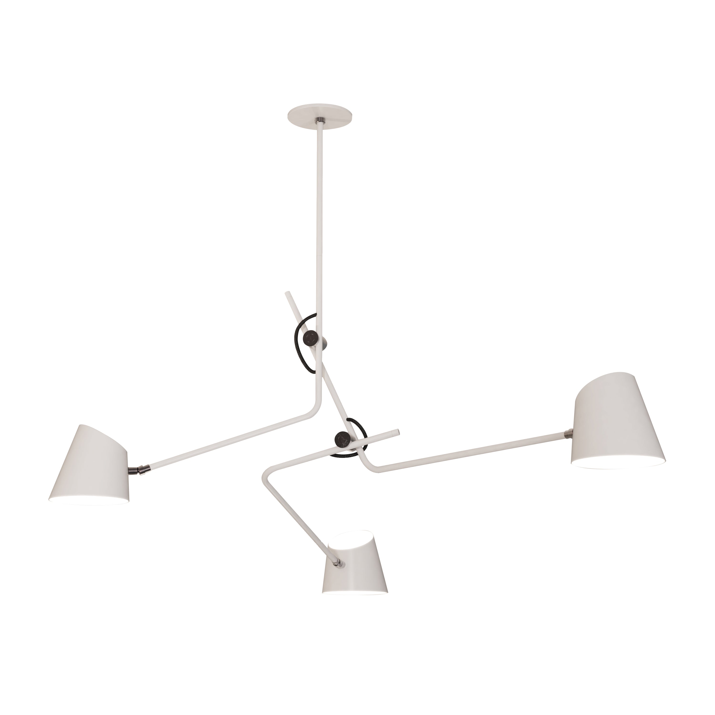 Hartau Triple Ceiling Lamp: Matte White + Black Anodized
