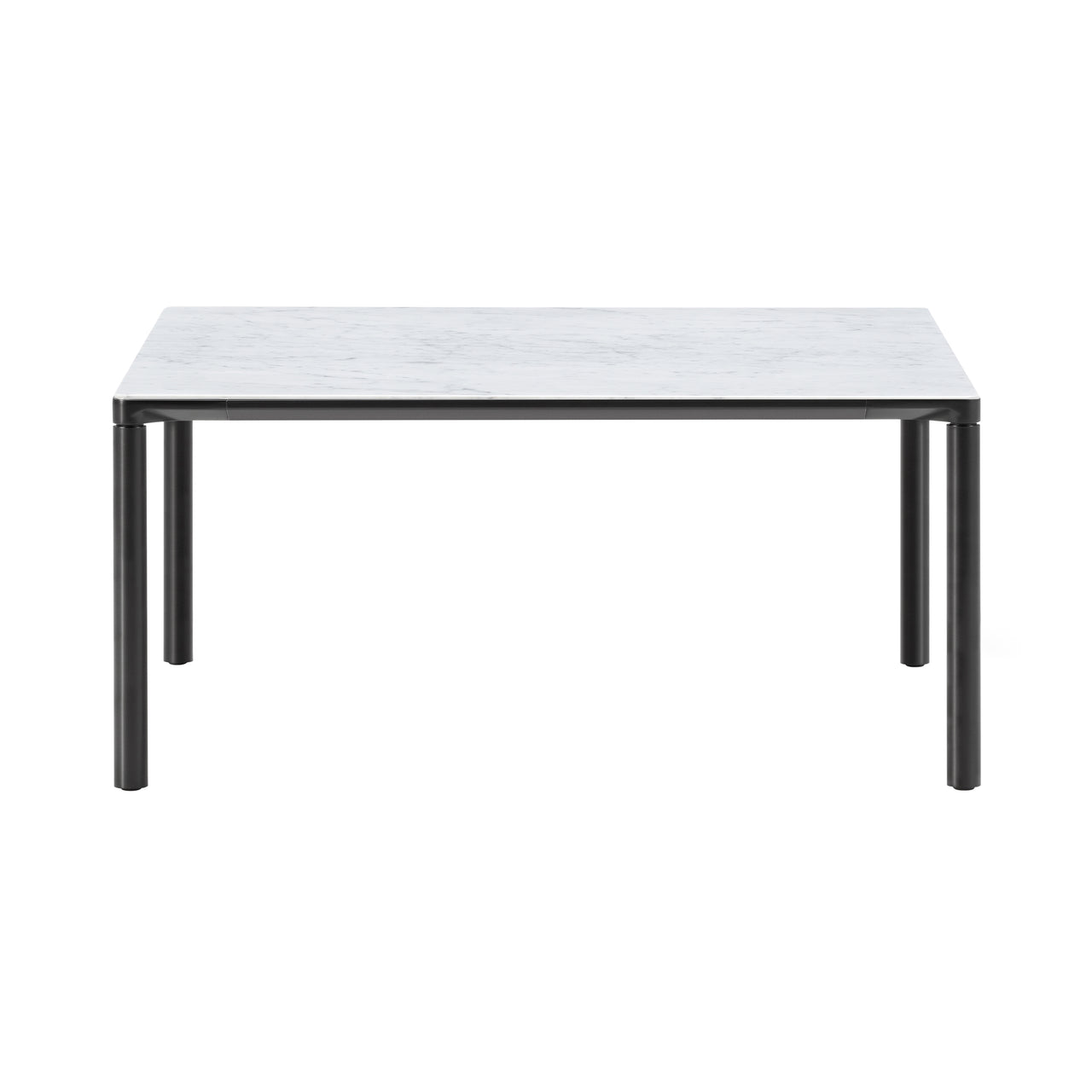Piloti Alu Table: Square + Low + White Carrara + Black