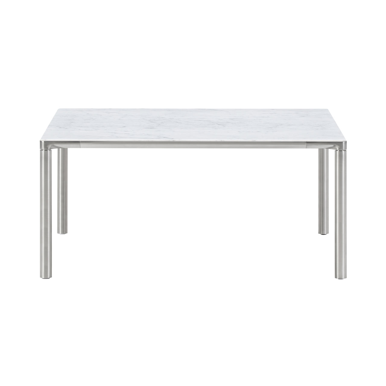 Piloti Alu Table: Square + Low + White Carrara + Brushed Aluminum