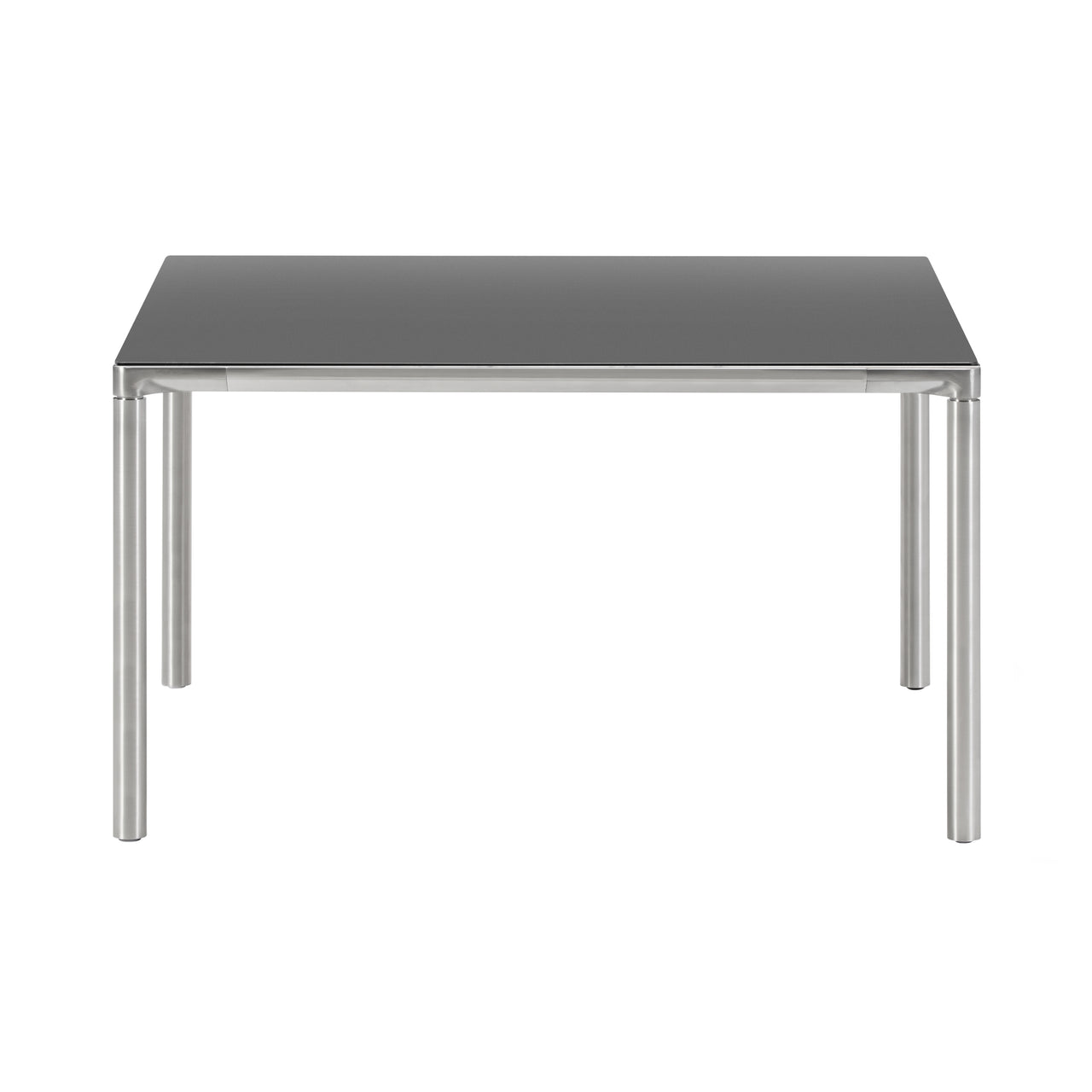 Piloti Alu Table: Square + High + Black + Brushed Aluminum