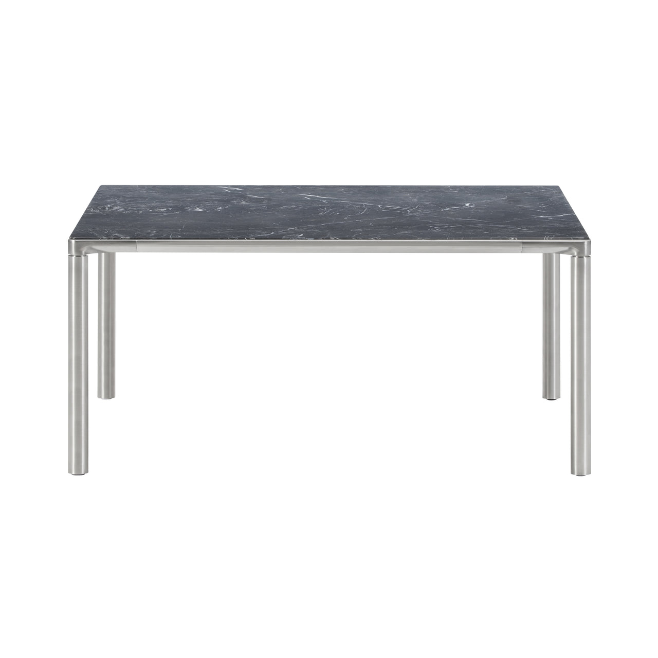 Piloti Alu Table: Square + Low + Black Marquina + Brushed Aluminum