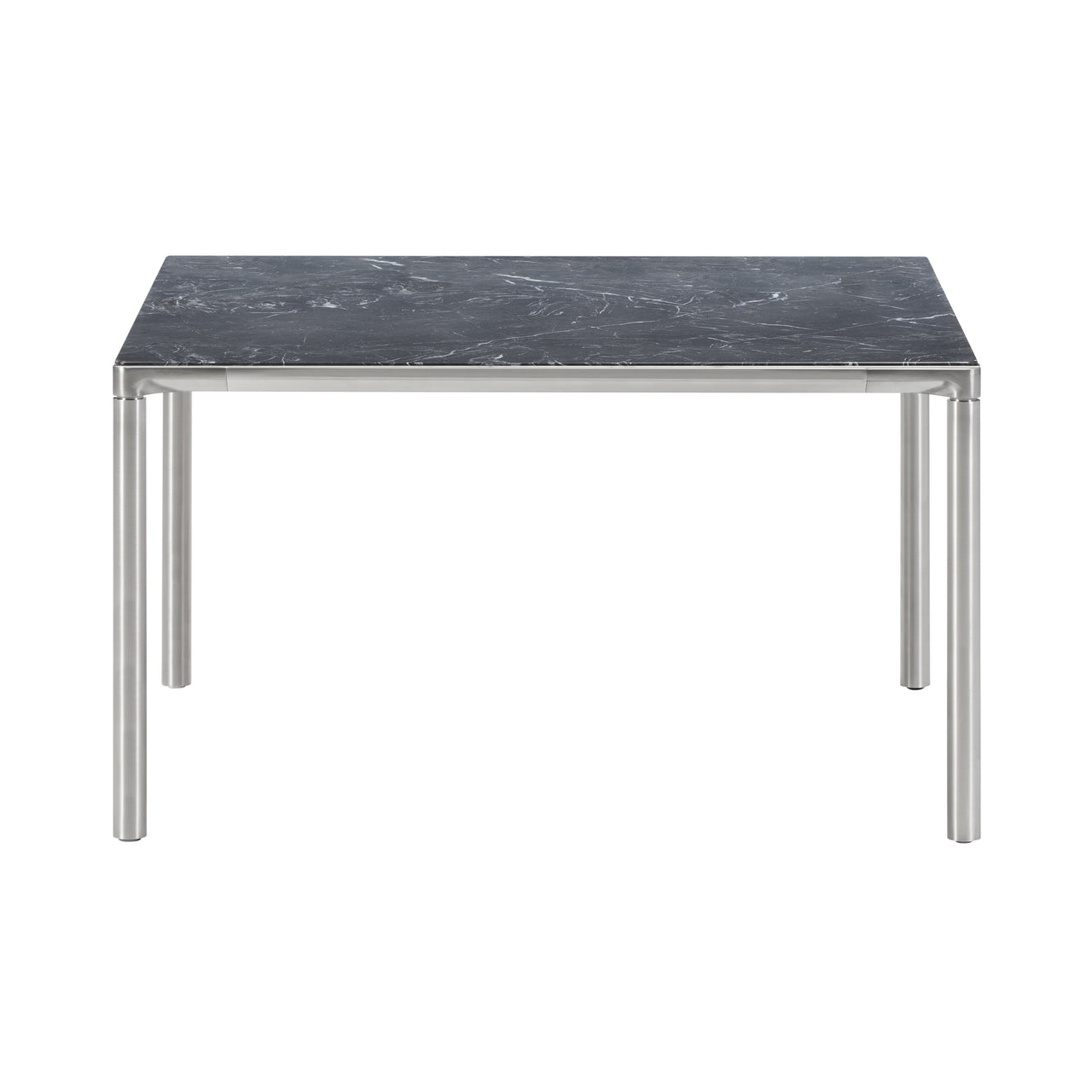 Piloti Alu Table: Square + High + Black Marquina + Brushed Aluminum