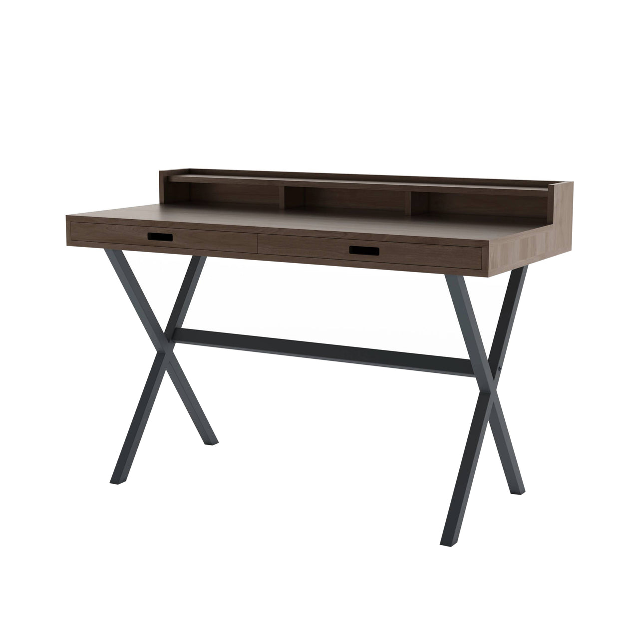 Hyppolite Desk: Natural Walnut + Slate Grey