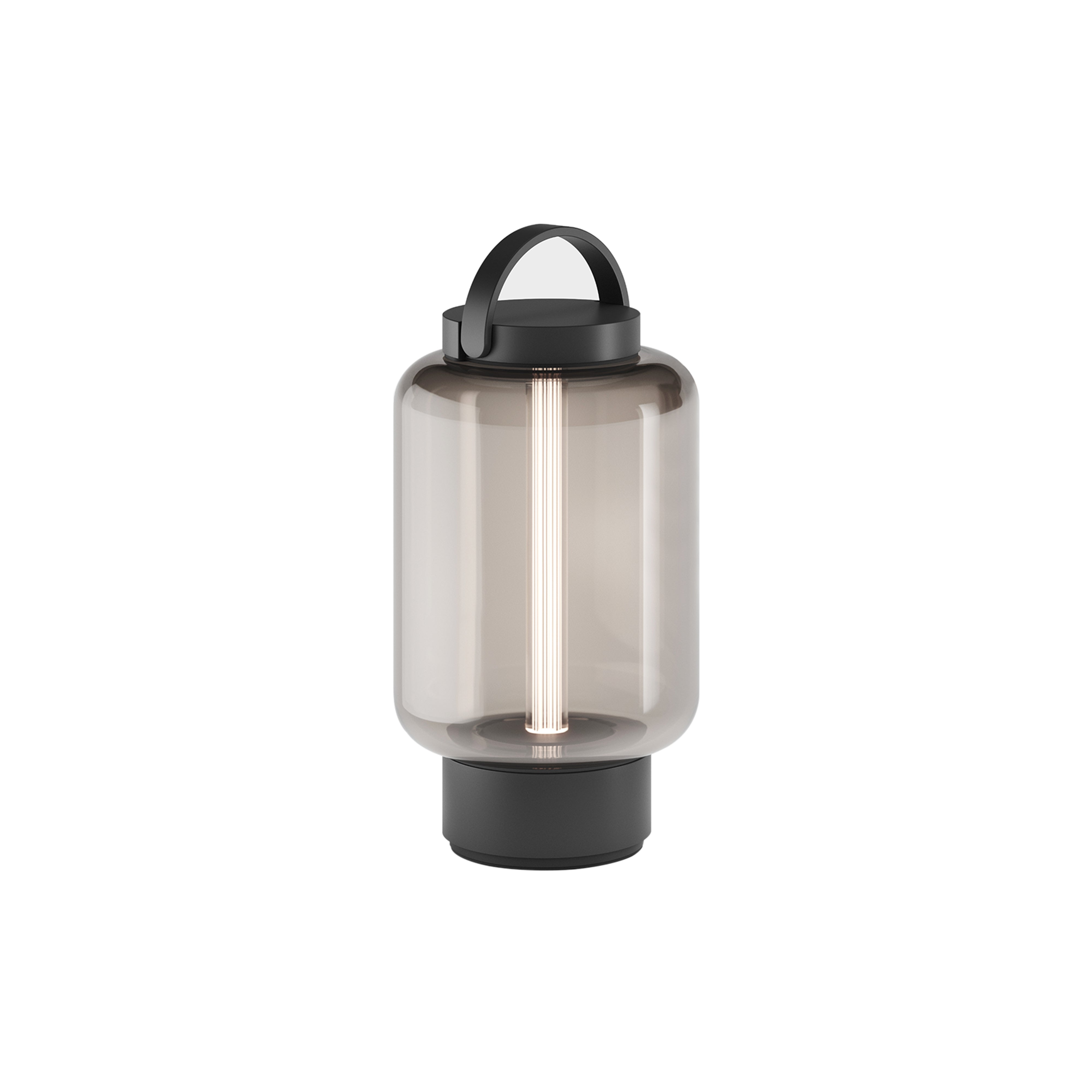 Qu Table Light: Jet Black + Amber Glass