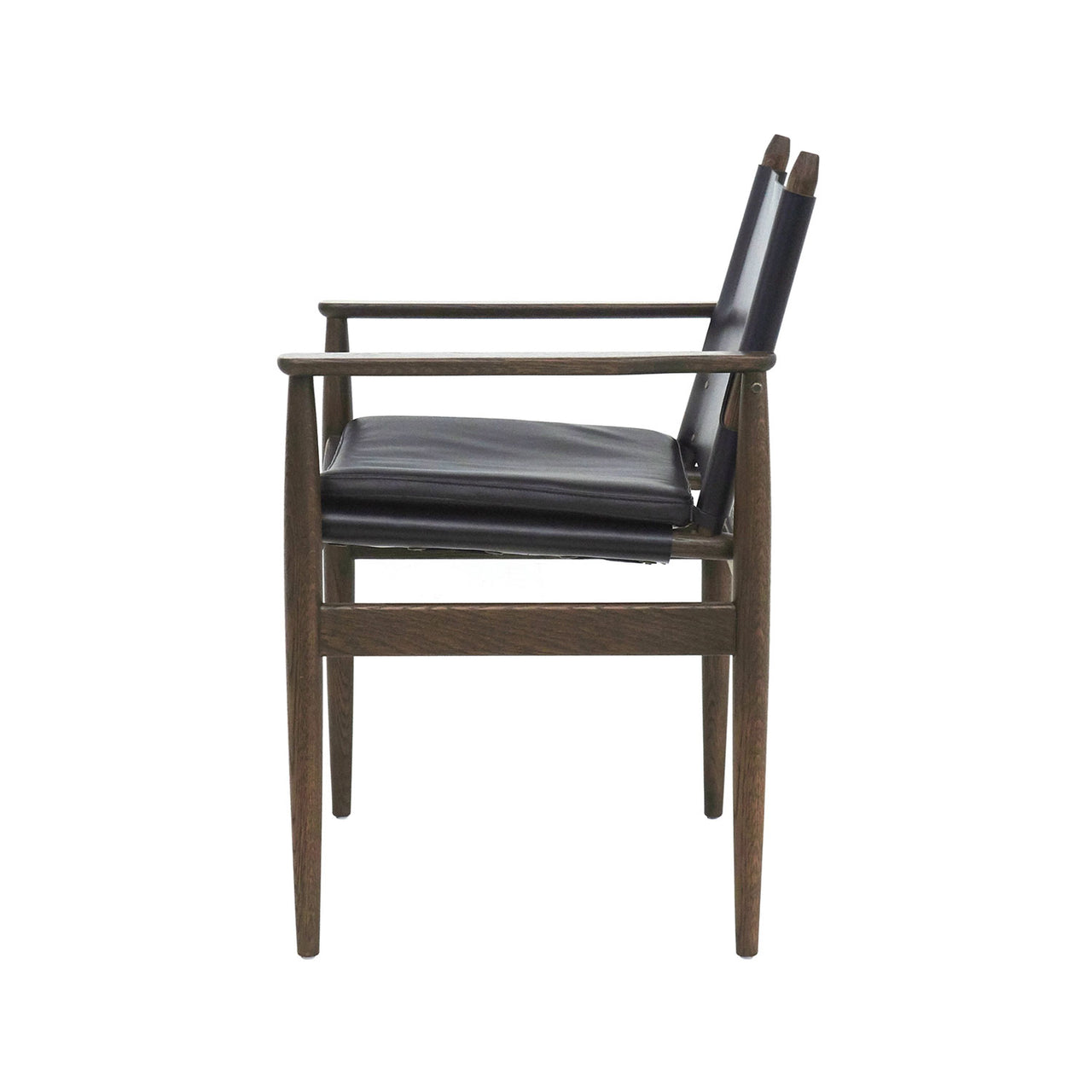 Journey Dining Armchair: Saddle Leather + Dark Brown Oak + Black