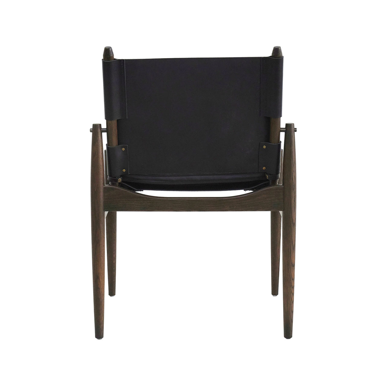 Journey Dining Chair: Saddle Leather + Dark Brown Oak + Black