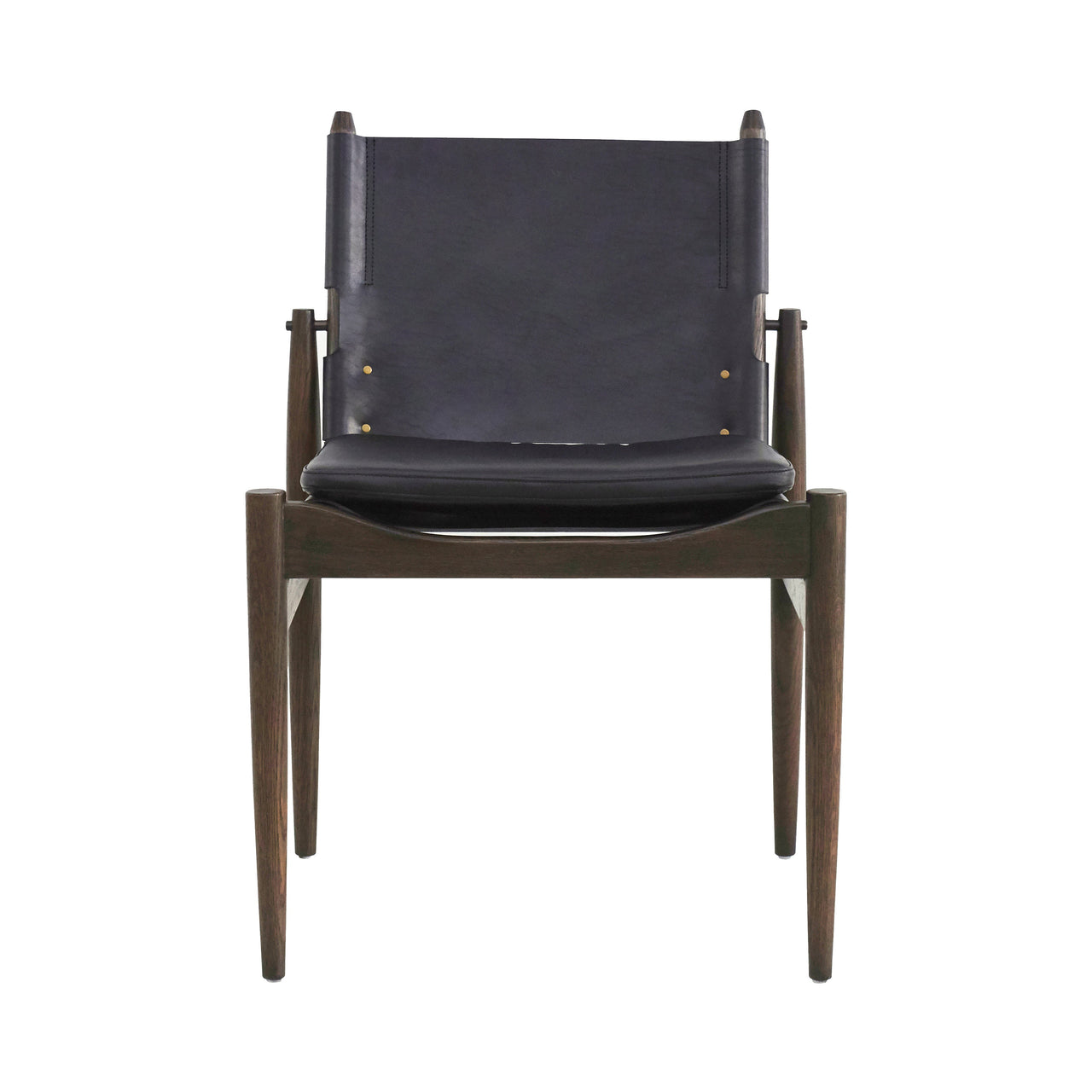 Journey Dining Chair: Saddle Leather + Dark Brown Oak + Black