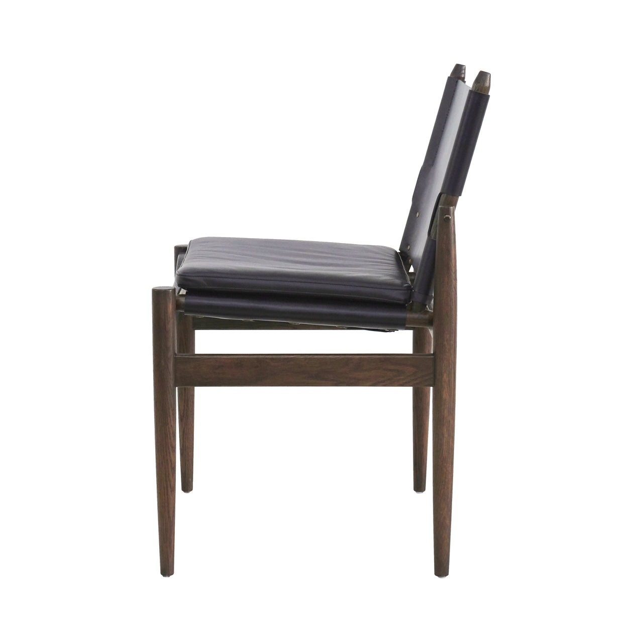 Journey Dining Chair: Saddle Leather + Dark Brown Oak + Black
