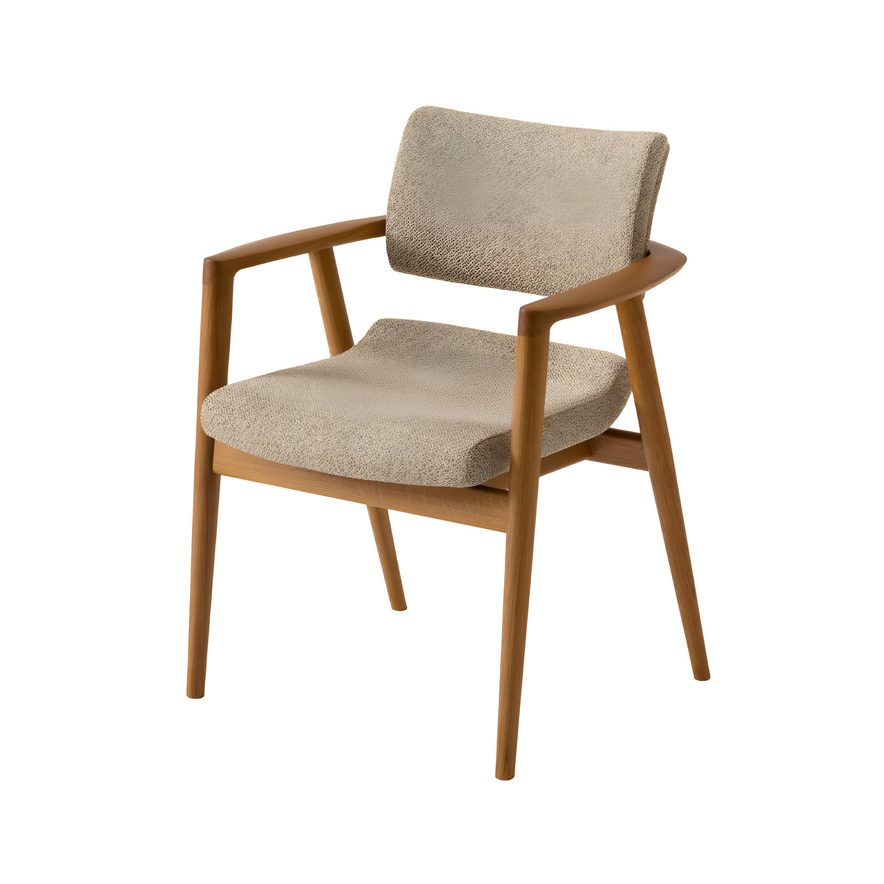 Seoto-EX Armchair: Seat + Back Upholstered + White Oak