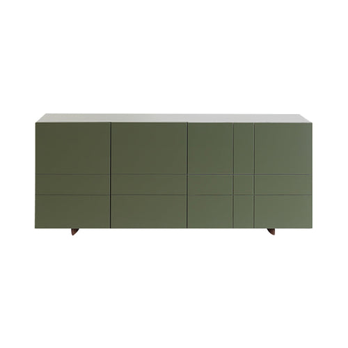 Kilt Sideboard 137 with Drawers: Green Khaki +  Dark Smoked Oak