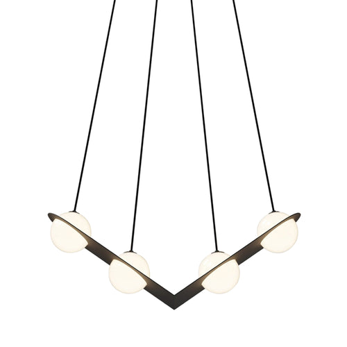 Laurent 02 Suspension Lamp: Textured Black + Black + Angled Wires