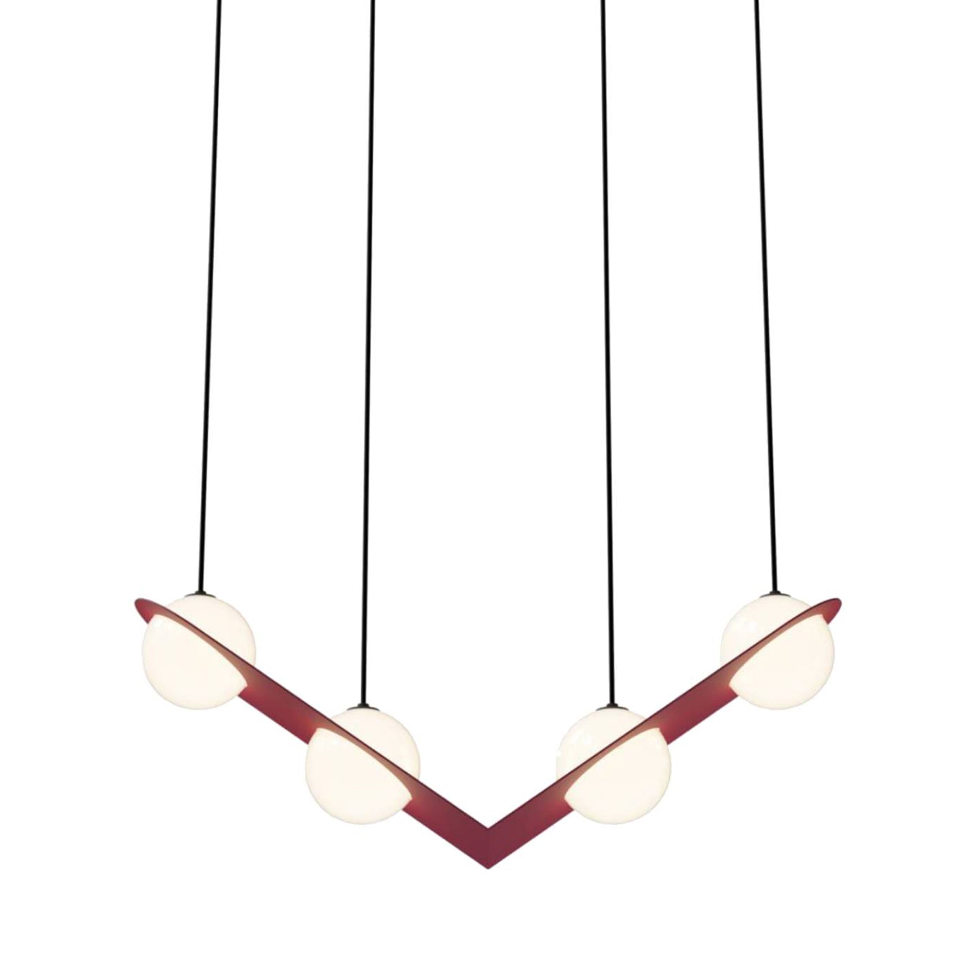 Laurent 02 Suspension Lamp: Textured Burgundy + Black