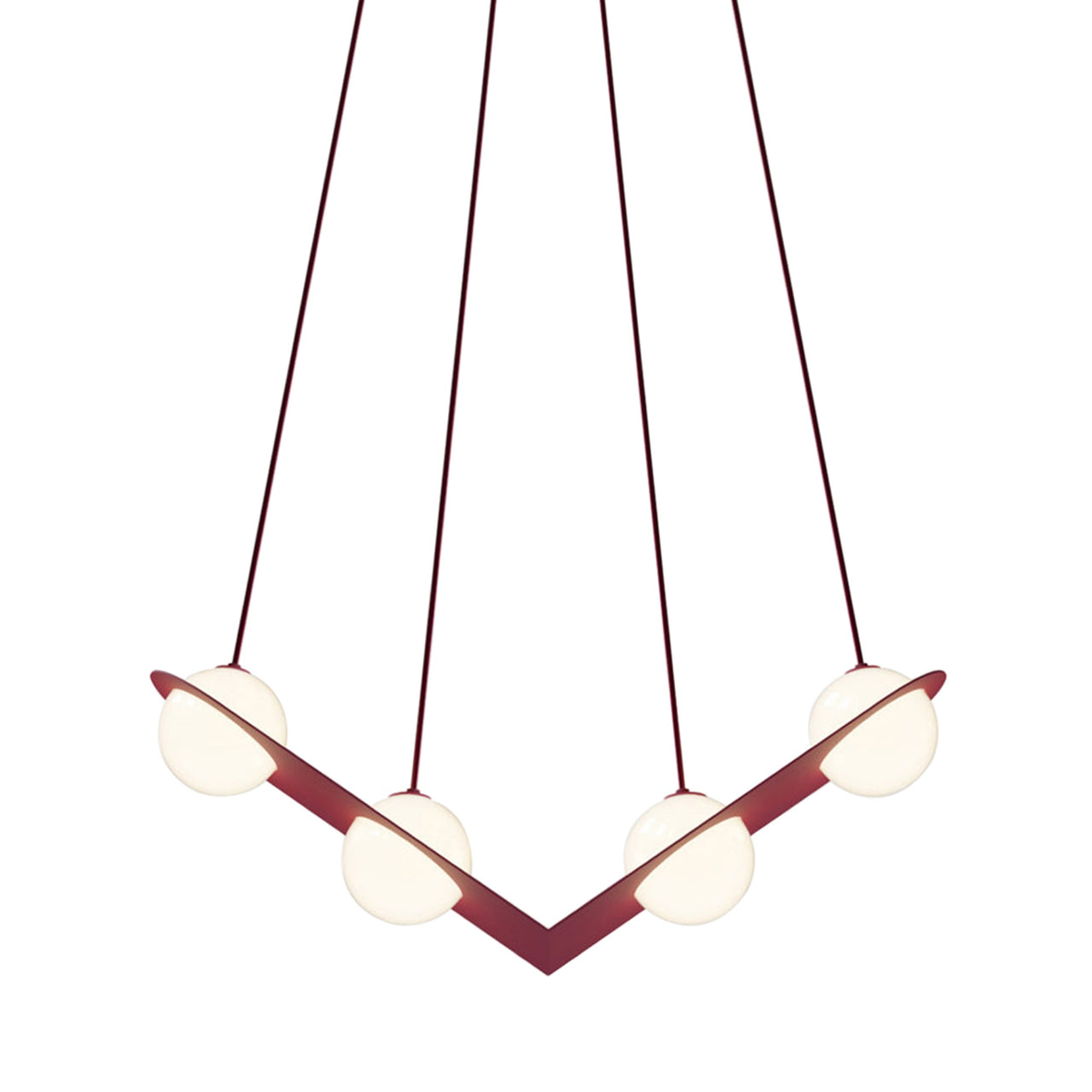 Laurent 02 Suspension Lamp: Textured Burgundy + Burgundy + Angled Wires