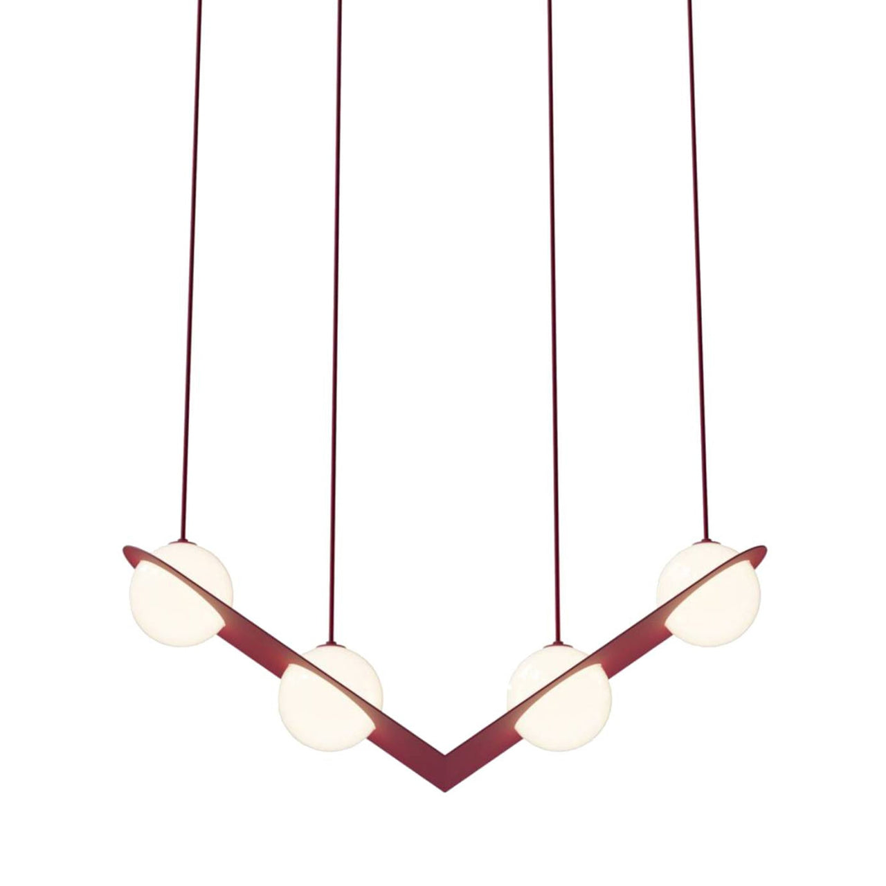 Laurent 02 Suspension Lamp: Textured Burgundy + Burgundy