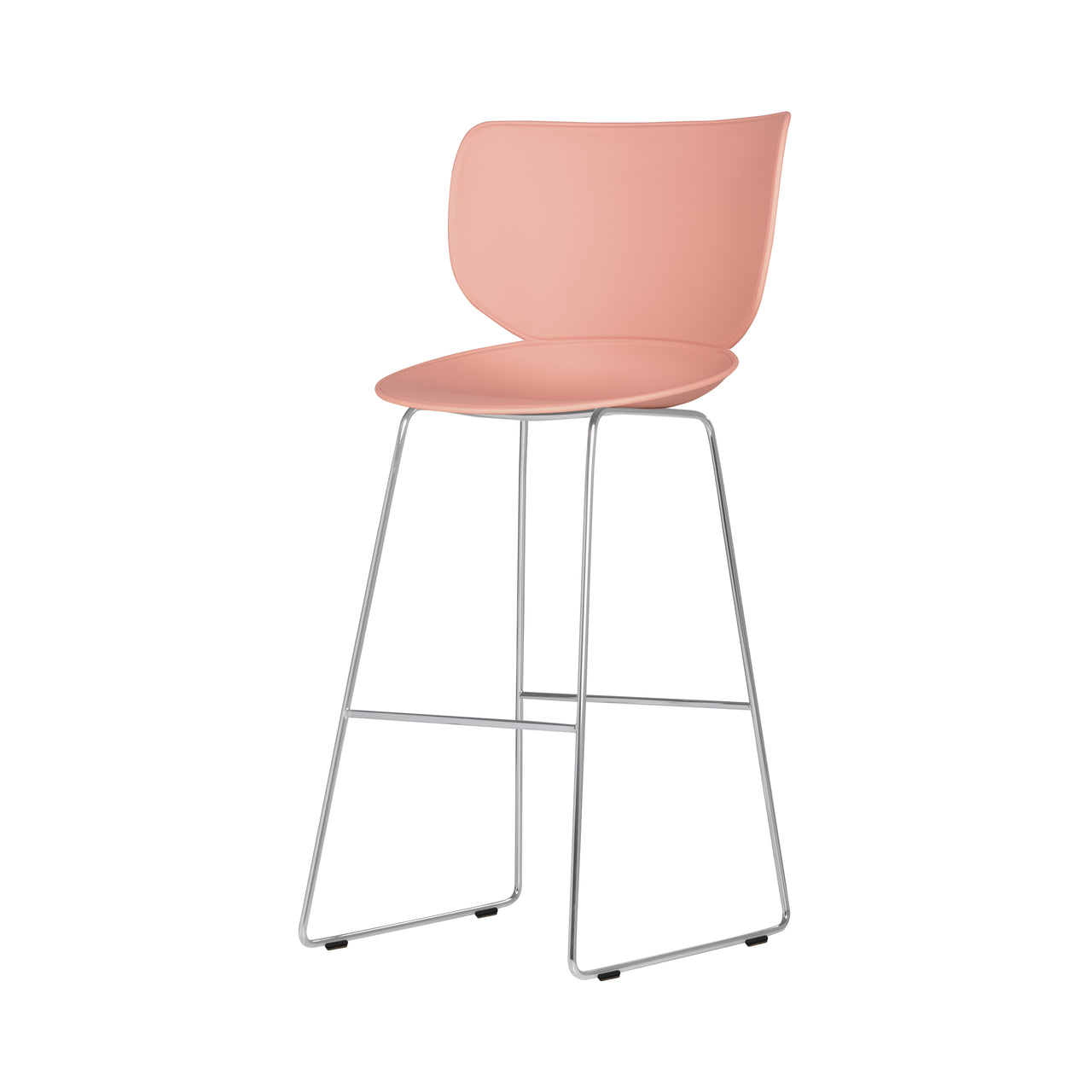 Hana Bar + Counter Stool: Set of 2 + Bar + Chrome + Dusty Pink