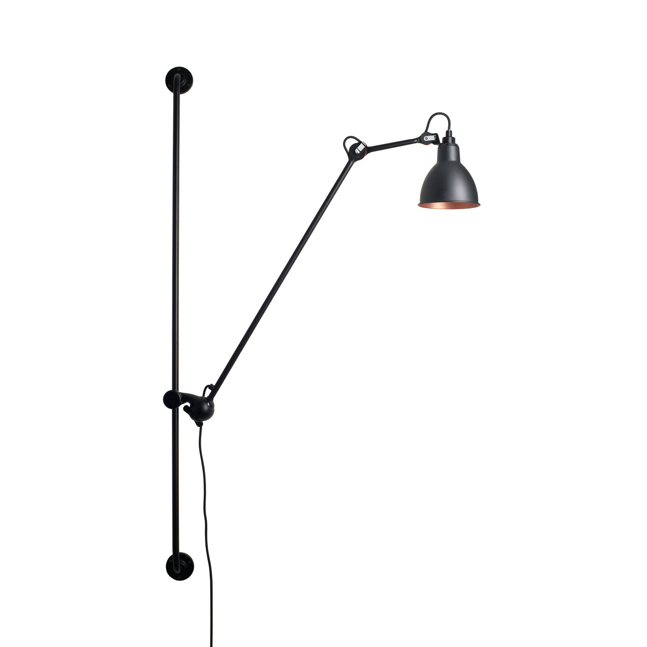 Lampe Gras N°214 Wall Lamp: Black + Copper + Round