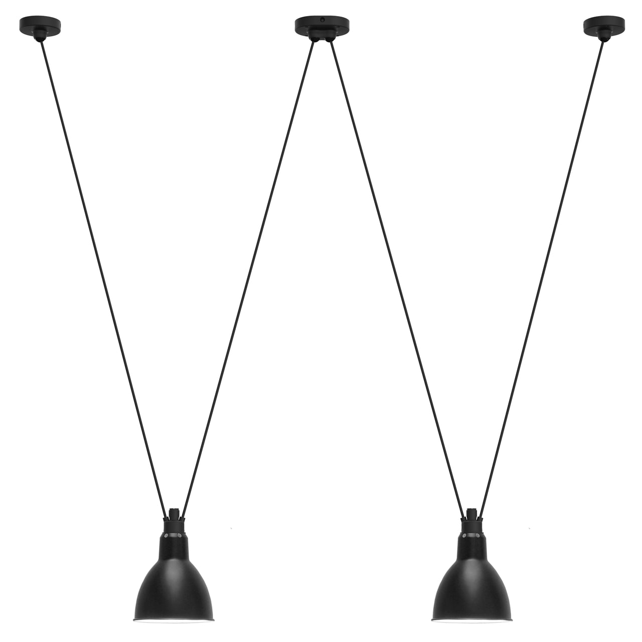 Les Acrobates N ° 324 Pendant Lamp: Large + Black + Round