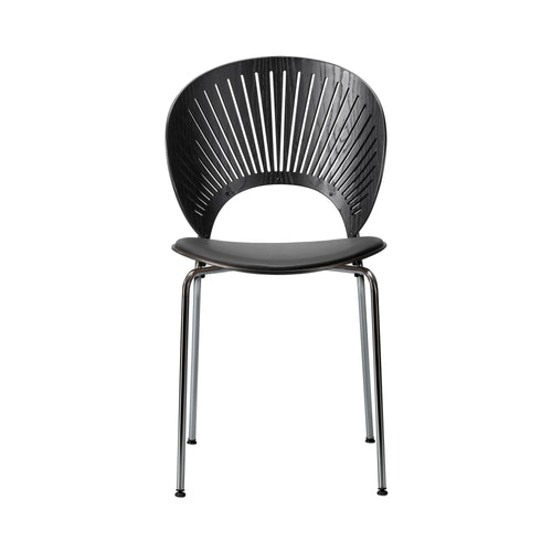 Trinidad Chair: Chrome Base + Seat Upholstered + Black Lacquered