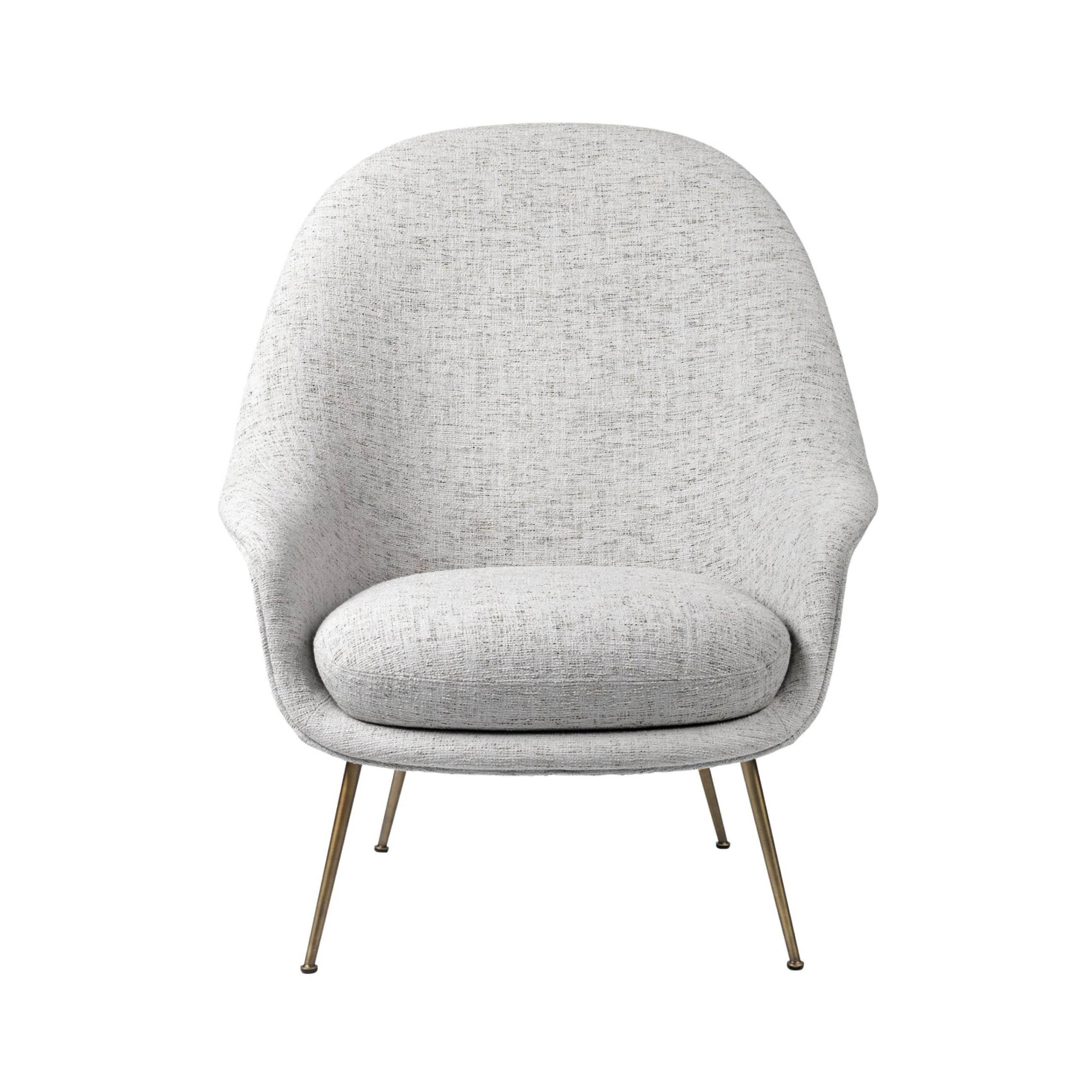 Bat Lounge Chair High Back: Conic Base + Antique Brass