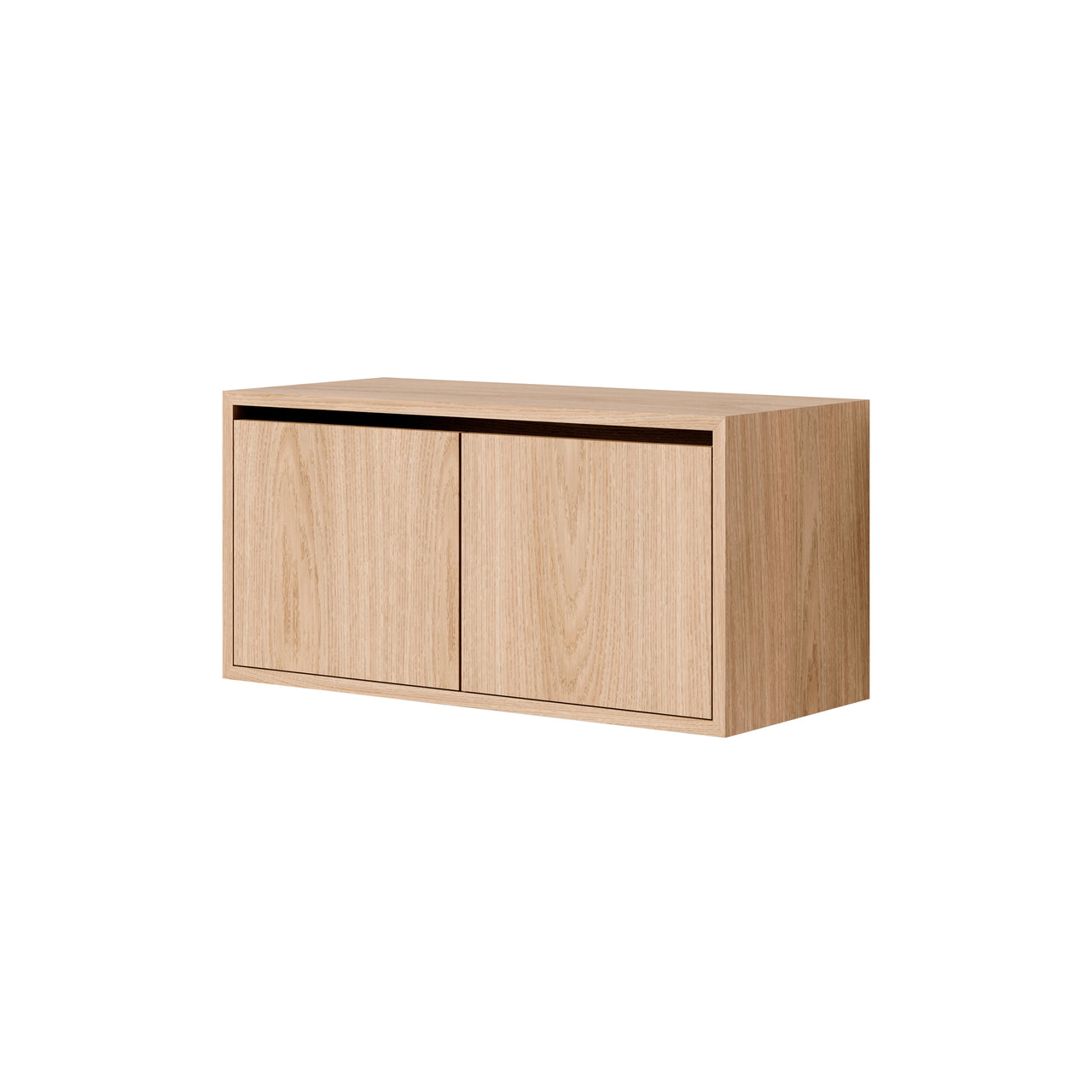 New Works Wall Cabinet with Doors: Low + Oak