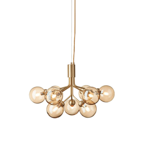 Apiales 9 Chandelier: Brushed Brass + Gold + Gold