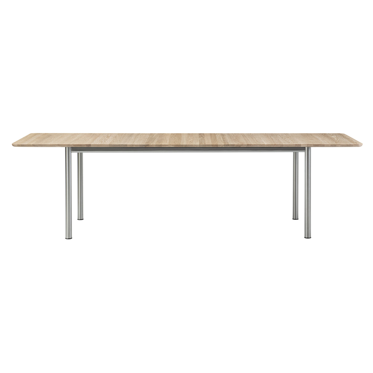 Plan Table: Extendable + Light Oiled Oak + Brushed Steel