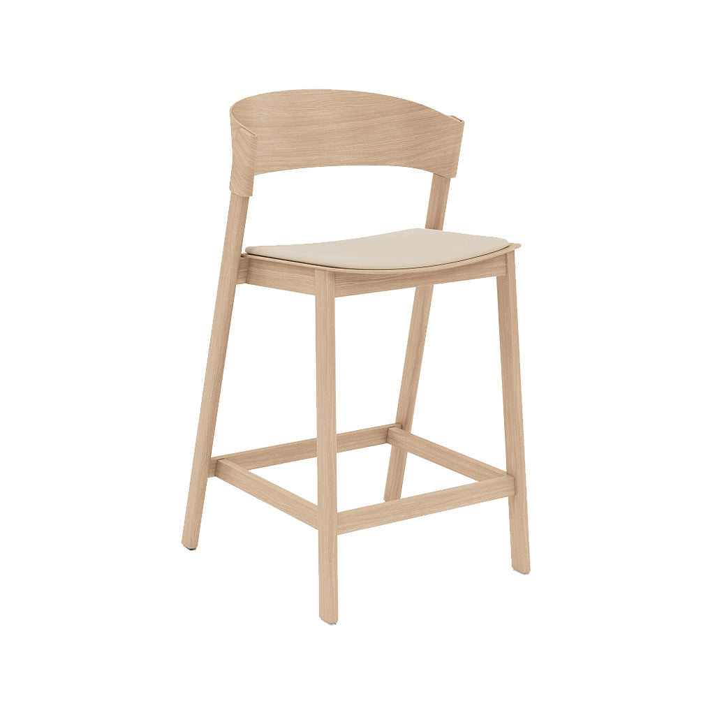 Cover Counter Stool: Upholstered + Oak + Without Footrest