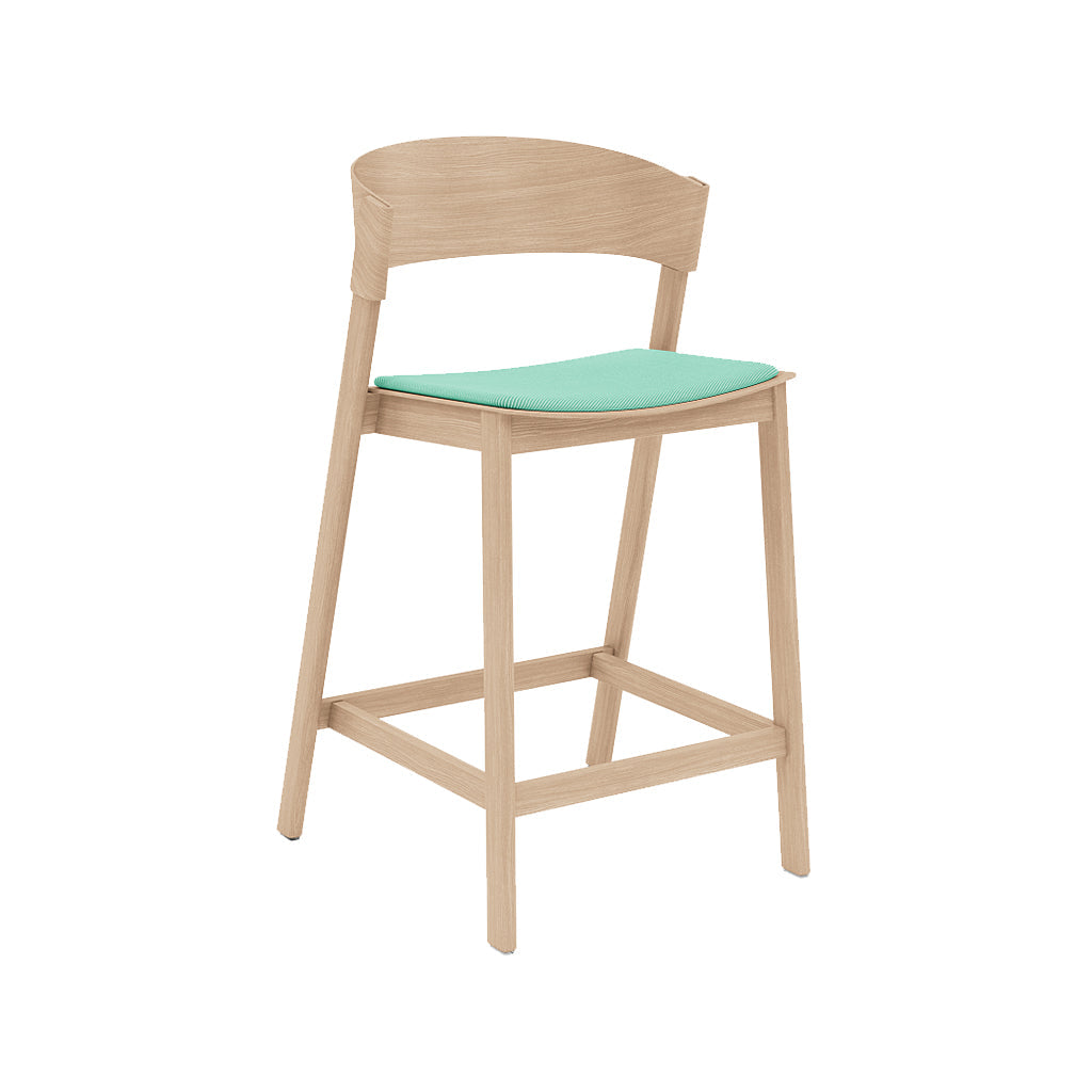 Cover Counter Stool: Upholstered + Oak + Without Footrest