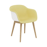 Fiber Armchair: Wood Base + Front Upholstered + Recycled Shell + Natural White + Oak