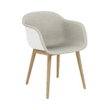 Fiber Armchair: Wood Base + Front Upholstered + Recycled Shell + Natural White + Oak