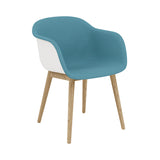 Fiber Armchair: Wood Base + Front Upholstered + Recycled Shell + Natural White + Oak