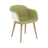 Fiber Armchair: Wood Base + Front Upholstered + Natural White + Oak