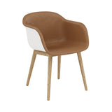 Fiber Armchair: Wood Base + Front Upholstered + Recycled Shell + Natural White + Oak