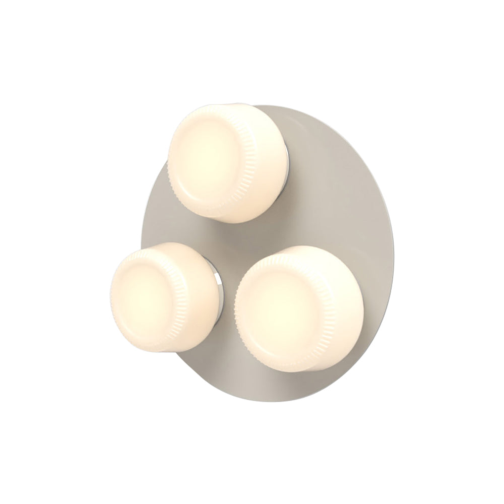 Pastille 3 Wall Lamp: 3 Cluster + Ribbed + Silk Grey