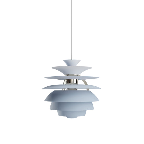 PH Snowball Pendant: Chrome + Dusty Blue