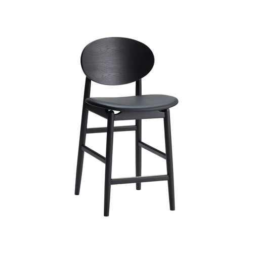 Outline Counter Stool: Seat Upholstered + Sumi Ash + Fibre Black