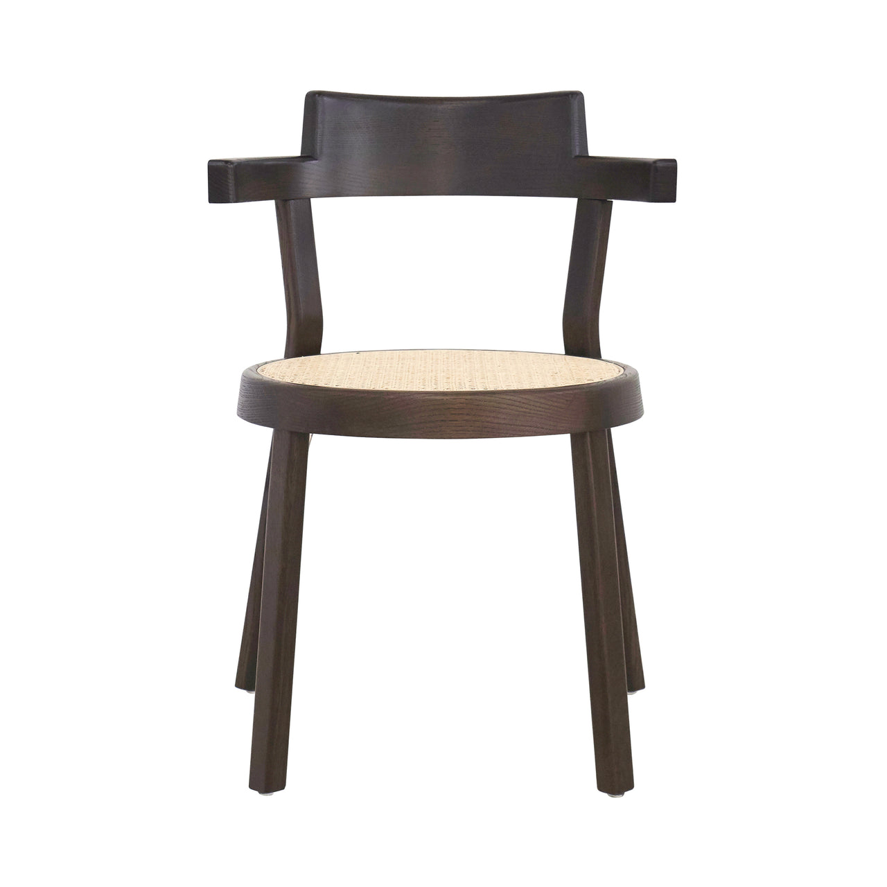 Pagoda Cane Chair: Dark Brown Oak