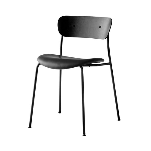 Pavilion Stacking Chair AV3: Seat Upholstered + Black Lacquered Oak + Black