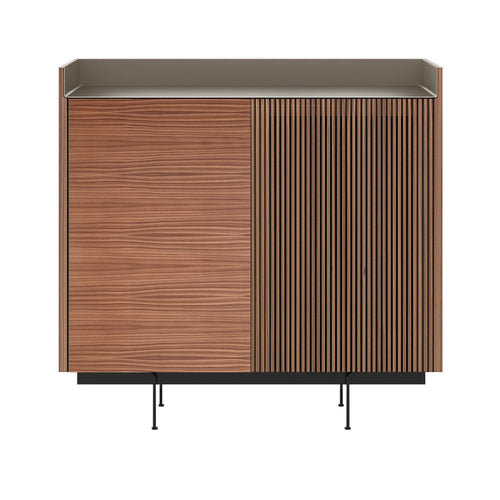 Stockholm STH225 Cupboard: Composition 2 + Super-Matt Walnut + Anodized Aluminum Bronze + Black